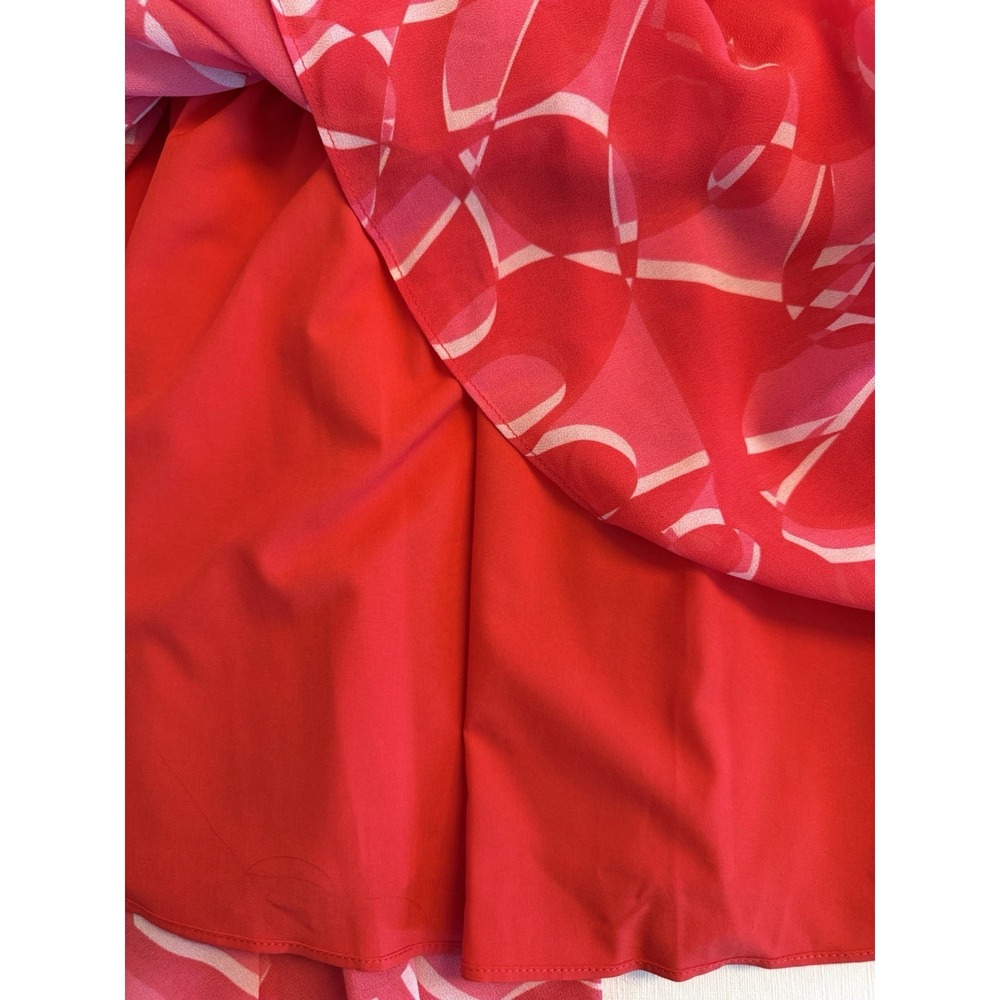 ONE33 Social Georgette Mini Dress Size 2 Pink Red Lace Up Front Ruffled NWT - Picture 13 of 16